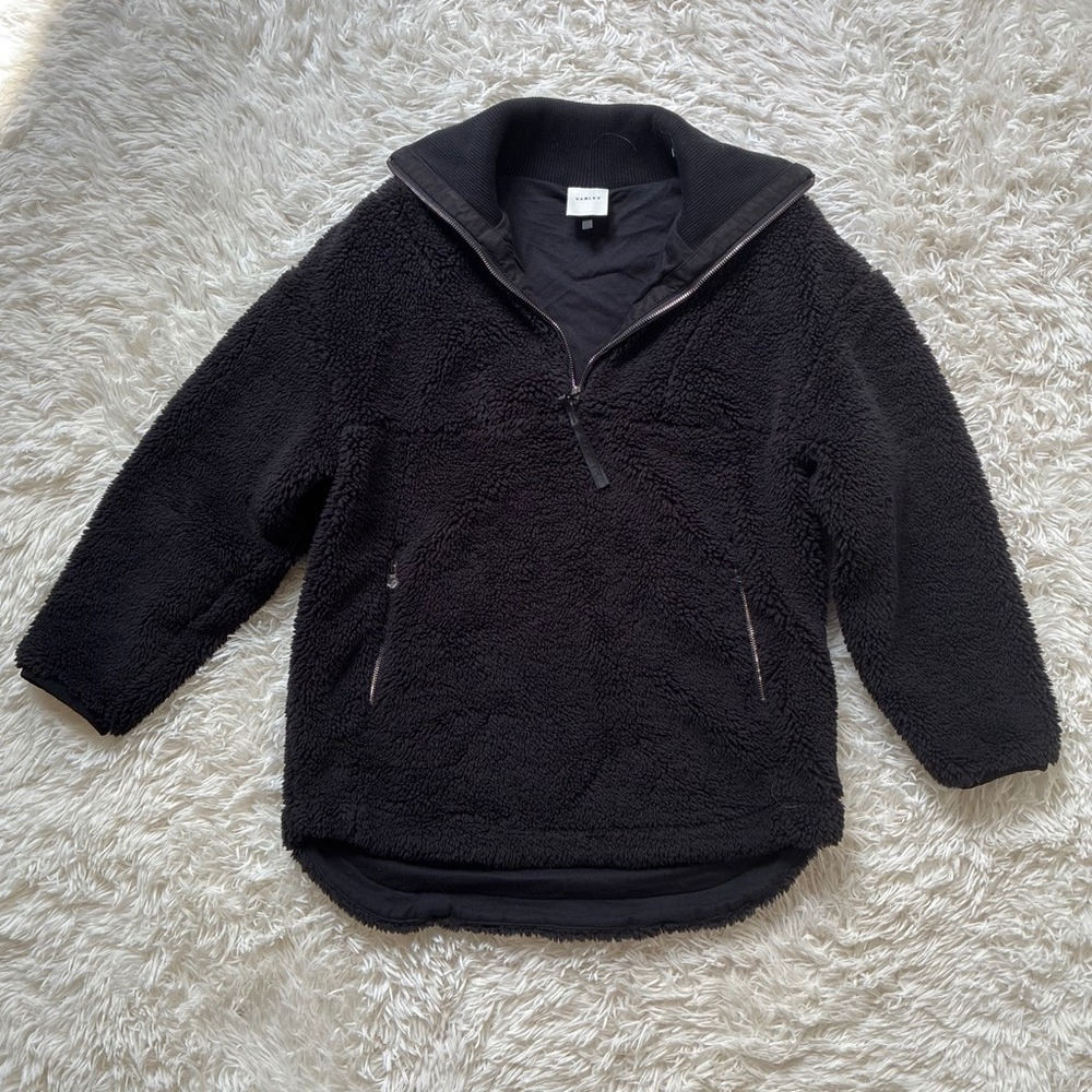 Varley Black Sherpa Fleece Quarter Zip Pullover Jacket Cozy Winter Gorpcore Smal
